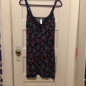 Navy blue floral plus size chemise